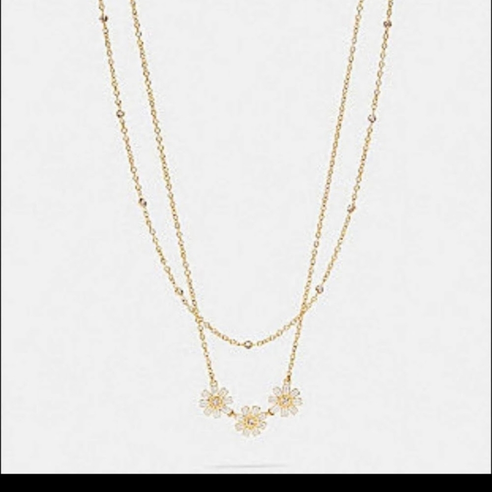 Coach Triple Daisy Two Layer Necklace